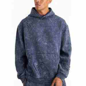 Survêtement d'hiver vintage pour homme en coton respirant de haute qualité, style streetwear, avec sweat à capuche brodé et pantalon évasé - Product Image 2