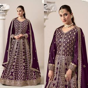 Ropa de mujer india y pakistaní Diseñador pesado Georgette Dupatta Set Codding Bordado Ambos lados Trabajo Estilo de diseñador de lujo - Product Image 1