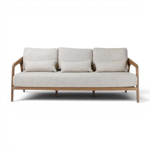 Sofá Moderno Minimalista de Madera de Teca Sólida de 3 Plazas, Sofá Tapizado Escandinavo Minimalista para Sala de Estar, Villa, Muebles de Hotel - Product Image 2