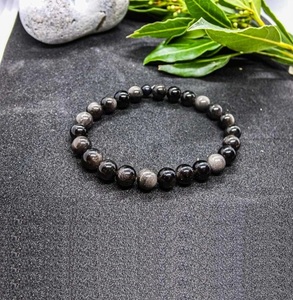 Chakralume Natural Black Obsidian <b>Beaded</b> <b>Bracelet</b> for Healing Reiki Energy Unisex Gift Jewelry 8mm - Product Image 3