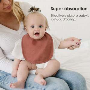 Bavoirs d'alimentation en mousseline 95% bambou 5% élasthanne - Tissu extensible, fermeture facile à pression - Product Image 3