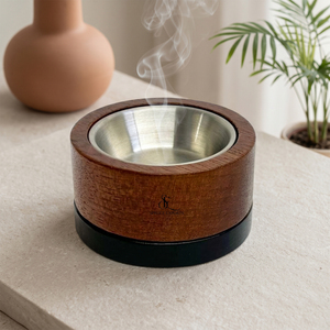Elegante Quemador de Bakhoor de Madera con Cuenco y Base de Metal, Forma Redonda, Ideal para Incienso, Rituales Aromáticos, Decoración del Hogar y Regalos - Product Image 1