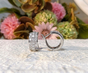 14k White Gold Wide Bumpy <b>Cuff</b> Lab Grown Diamond Geometric Non Piercing <b>Earrings</b> IGI Certified Party Wedding Gift Unisex - Product Image 3