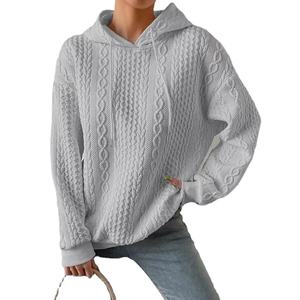 Otoño Invierno nueva llegada mujeres moda coreana Casual suelta Sudadera con capucha manga larga Tops en gris Terry tela pulóveres sudaderas - Product Image 1