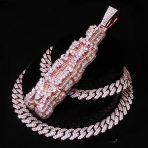 Colgante Vertical de Moissanita con Letra Personalizada, Amuletos Hiphop de Plata Esterlina 925 con Diamante y Moissanita - Product Image 4