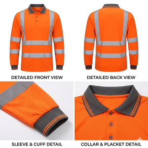 Camiseta Polo de Seguridad de Alta Visibilidad con Logotipo Personalizado, Dos Tonos, Manga Corta, Amarillo Marino, Cinta Reflectante, Ropa de Trabajo, Fabricante Mayorista OEM - Product Image 6