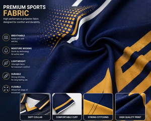 Custom Navy Gold Sublimation <b>Polo</b> Shirt Men Quick Dry Polyester Golf Sports Team Uniform Breathable Performance <b>Polo</b> OEM factory - Product Image 5