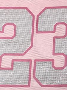 Trendy Custom Pink Sparkly Rhinestone Streetwear Short Sleeve Printed Number Graphic V-Neck T-<b>shirt</b> American Football Jersey - Product Image 3