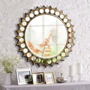 <b>Ornate</b> <b>Gold</b> Sunburst Handmade Contemporary Wall <b>Mirror</b> with Alternating Circle and Leaf Motif From REHMAN CRAFT - Product Image 5