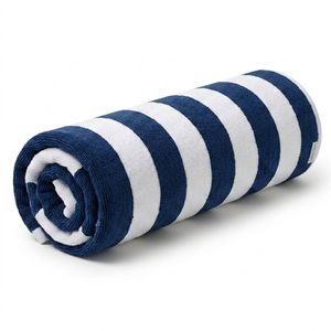 Toalla de Baño Rectangular de Algodón de Lujo con Rayas Blancas y Azules, Suave, Absorbente, de Secado Rápido, para Hotel, Spa, Piscina, Playa y Hogar, 36x72cm, 750g - Product Image 3