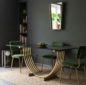 Luxury <b>Gold</b> 304 Stainless Steel <b>Console</b> Coffee <b>Table</b> with Black Glass Top Modern U-Shaped Metal Frame Design - Product Image 1