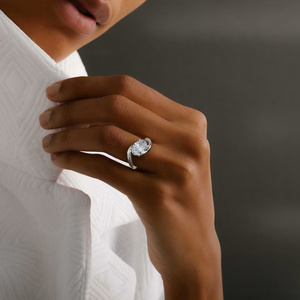 Lab Grown <b>Diamond</b> Oval Solitaire Engagement <b>Ring</b> With Twisted Band Design - Product Image 3