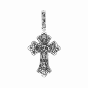 10K <b>Solid</b> White <b>Gold</b> Round Brilliant Cut Diamond Christian Men's Religious Cross Charm <b>Pendant</b> 1.80" 1 CT Hip-Hop Jewelry - Product Image 2
