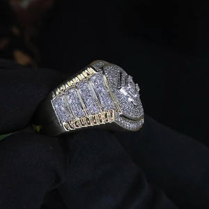 Bague de fiançailles en moissanite taille ronde, en argent sterling 925, style hip-hop glacé pour homme, bijoux de mariage ou d'anniversaire - Product Image 6