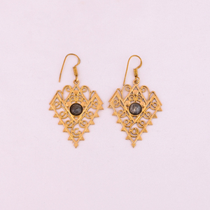 Caribbean Labradorite Brass Handmade Trendy Drop <b>Earrings</b> 65x35MM Size - Product Image 1