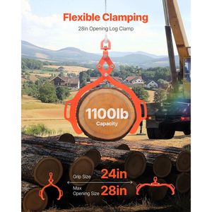 Pinze per Sollevamento Tronchi in Acciaio Resistente da 28 Pollici, Capacità 1100 LBS, Pinza Girevole per Tronchi Timber Eagle a 2 Artigli, Accessori per il Controllo del Carico - Product Image 2