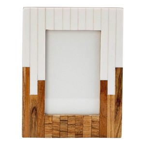 Cadre photo personnalisé en résine et bois de haute qualité avec incrustation en os de chameau blanc, découpe et impression 6 couleurs - Product Image 1