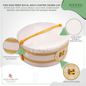 Gorra de Corona para Antiguo Sacerdote del Capítulo del Arco Real |   Gorra Masónica Blanca con Corona |   Gorra de Regalia con Bordado a Máquina de Trenzas Doradas |   Masones - Product Image 4