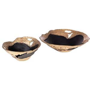 ชามอลูมิเนียมทำด้วยมือแบบแอบสแตรกพร้อมพื้นผิวสีทองและสีดำโบราณเหมาะสำหรับการตกแต่งที่หรูหราแกนกลางและตัวเลือกของขวัญ - Product Image 1