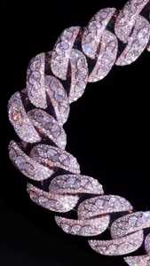 28mm Round Brilliant Cut Lab Grown Diamond Miami Cuban <b>Chain</b> 925 Silver Rose Gold Plated Iced Necklace 170ctw VVS1 Heavy Custom - Product Image 4