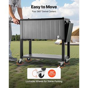 80QT Rolling Ice Chest Portable Patio Party <b>Bar</b> <b>Drink</b> Cooler Cart with Bottom Shelf Holds up 50 Bottles / 110 Cans for Camping - Product Image 4