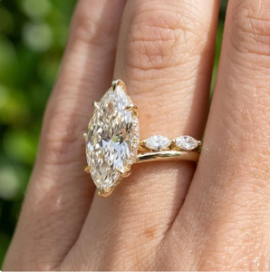 Bague en diamant de laboratoire taille marquise plaqué or pour femme, certifiée IGI, pour fiançailles, mariage et usage quotidien - Product Image 6