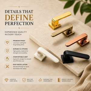 Modern Square Rose <b>Door</b> Handles <b>Locks</b> Ambidextrous Touch Control Easy Installation Premium Minimalist Design <b>Bathroom</b> Kitchen - Product Image 6