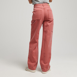 Pantalones Cargo Vintage Ecológicos de Cintura Alta para Mujer, Corte Regular, Largos, Color Sólido, Mezclilla de Algodón, Estilo Casual de Primavera, Rojo - Product Image 2