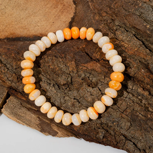 Natural Peach Opal Smooth Gemstone <b>Bracelet</b> Stretch Elastic <b>Healing</b> Jewelry For Men Women Handmade Daily Wear Fashion Accessory - Product Image 1