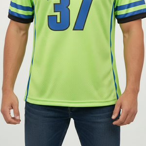 Maillot de football YITE personnalisé avec logo, en maille 100% polyester, col montant, coupe ample, unisexe, style rétro streetwear - Product Image 4