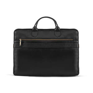 Classic Soft Black Genuine Leather Laptop <b>Bag</b> Zipper Closure Durable Office Carry Case Manufacturer Supplier - Product Image 5