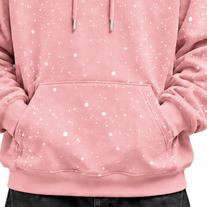 Sweat à capuche oversize en polaire pour homme, imprimé pois blancs sur rose poudré, avec cordon de serrage et poche kangourou, style décontracté - Product Image 5