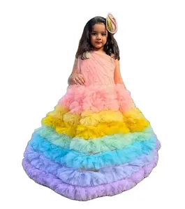 Perrot and white Colored High Quality Children Clothing Model Peach Princess Girl Party Dress Wholesale rate