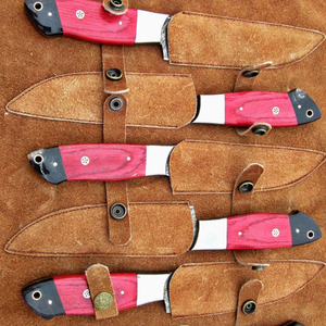 Ensemble de 6 couteaux de cuisine en acier Damas faits à la main avec manches en bois rouge, couteau de chef professionnel pour la découpe et la préparation culinaire - Product Image 6