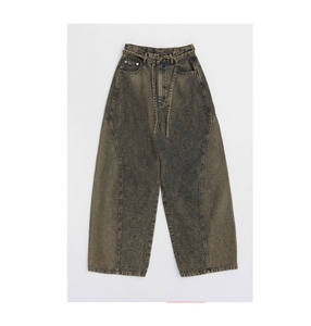 Pantalones vaqueros de mezclilla para hombre, de corte recto, azules y negros, estilo vintage, con lavado ácido, cintura alta, tipo cargo, ajuste regular, con logo de dedo fijo. - Product Image 4