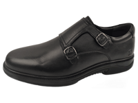Chaussures habillées noires Aircom pour hommes à boucle de moine, avec coussin d'air, fermeture à boucle sur l'embout, semelle intermédiaire EVA amortie et semelle extérieure TRX antidérapante