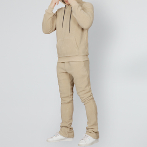 High Quality Custom Men Beige <b>Sherpa</b> Tracksuit Blank Teddy Fleece Pullover <b>Hoodie</b> Stacked Sweatpants Wholesale MUSARAT SONS - Product Image 1