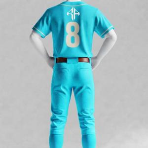 Conjunto de Uniforme de Béisbol de Manga Corta con Cierre de Botones, Logotipo Blanco, Cuello Redondo, Material de Alta Calidad, Corte Regular para Hombre de RIVIAN ATLANTIC - Product Image 3