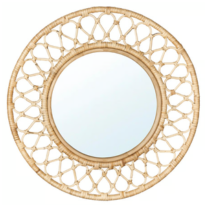 Vietnam Modern Rattan Floral Round <b>Mirror</b> Handmade <b>Wall</b> Decor - Product Image 1