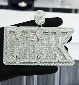 Pendentif lettre MMK serti de diamants Moissanite VVS, bijoux Hip Hop personnalisés, chaîne de luxe en argent, breloque - Product Image 4