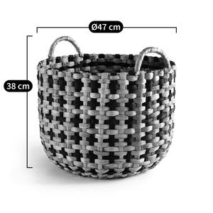 <b>Round</b> water hyacinth <b>basket</b> in natural color with black accents Handmade Storage <b>Basket</b> Wholesale eco-friendly Made in Vietnam - Product Image 2