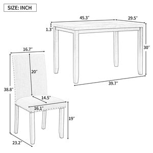 Set da pranzo in finto marmo 5 pezzi tavolo bianco/Beige e nero con 4 spessi cuscini sedie mobili per la casa per la sala da pranzo - Product Image 6