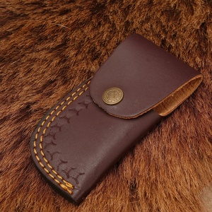 Pasha Enterprises Industrial Grade Damascus <b>Multi</b>-Functional Outdoor Folding Pocket Knife Black Horn Handle Leather Sheath - Product Image 6