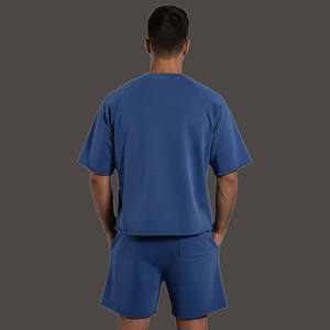 New Fashion 2026 Men's Summer Breathable Casual Wear 2 Tone Baggy Fit Streetwear 100% Cotton T-Shirt and Shorts Set - Product Image 6