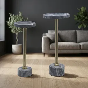 Table basse ronde moderne avec plateau en marbre et pieds en métal, écologique, légère, portable, pour salon, hôtel, meubles - Product Image 2