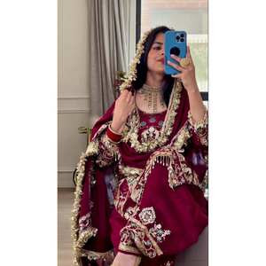 Designer <b>Indian</b> & <b>Pakistani</b> <b>Clothing</b> Party Wear Top Dhoti Salwar Dupatta Ensemble - Product Image 5