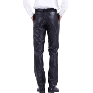 Pantalon en cuir pour homme, coupe slim, en similicuir PU durable, style streetwear décontracté, avec taille confortable et design moderne - Product Image 2