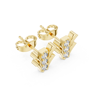 Pendientes de Diamantes Cultivados en Laboratorio con Corte Redondo, Oro Amarillo de 14K y 18K, Clásicos de Tres Piedras, 0.25CT DEF VVS, Pendientes de Novia para Boda, Venta al por Mayor - Product Image 4