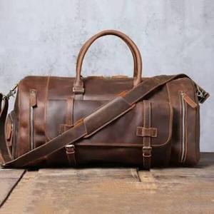 Fashionable <b>Leather</b> Duffle <b>Holdall</b> Spacious Interior Reinforced Carry Handles Reliable Zip Closure Polyester Soft Elegant Travel - Product Image 3