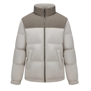 Chaqueta Acolchada de Moda para Hombre con Logotipo Personalizado, Color Sólido, Cuello Alto, Abrigo Grueso Informal con Cierre de Cremallera para Invierno - Product Image 4